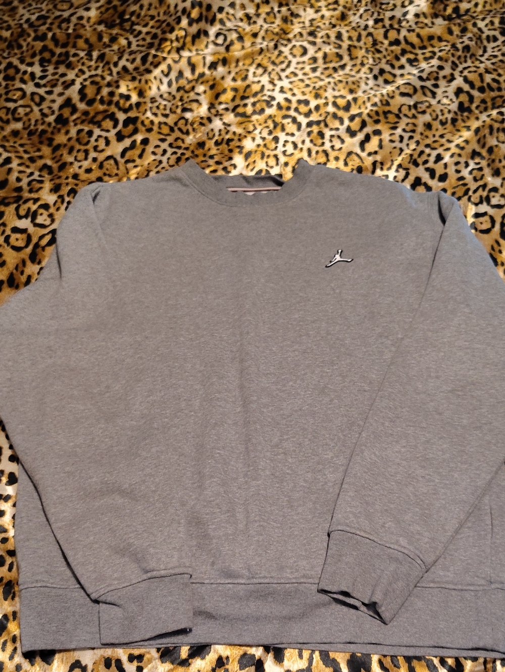 Jordan Gray Crewneck Sweatshirt with Small Jumpman Patch